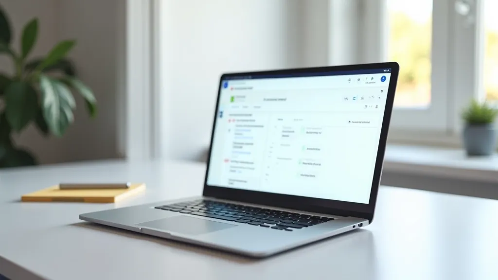 Close-up of laptop screen showing note-taking app interface with search results