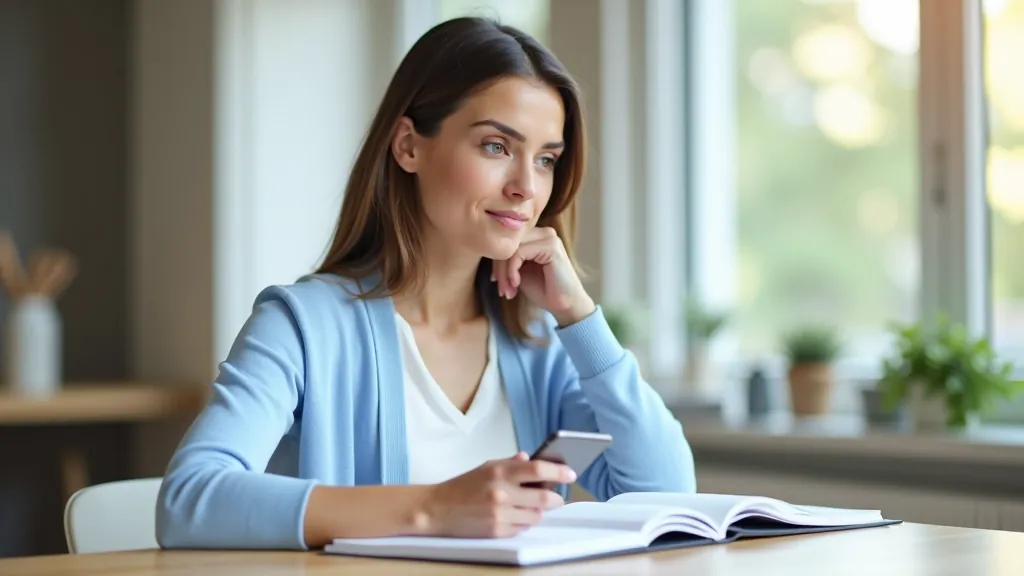 Person working at desk with notebook and digital device showing note-taking workflow